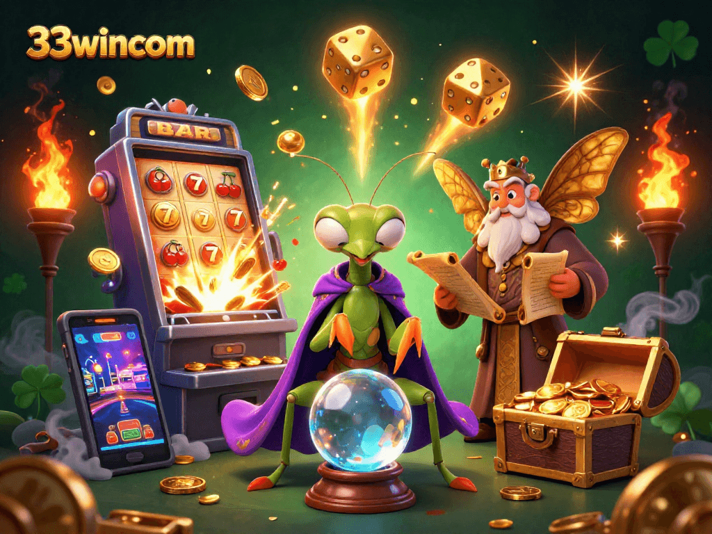Experience the thrill of 33wincom slots with dynamic graphics and vibrant casino elements.