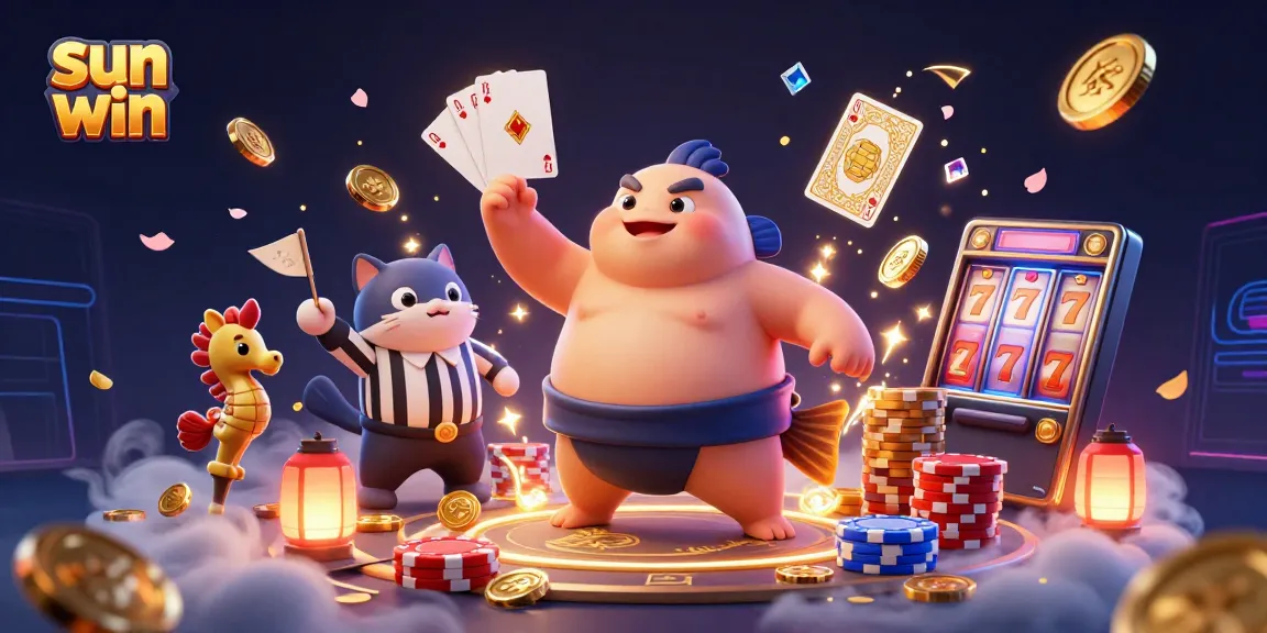 Engage with sun win as a vibrant underwater casino scene featuring lively characters and game elements.