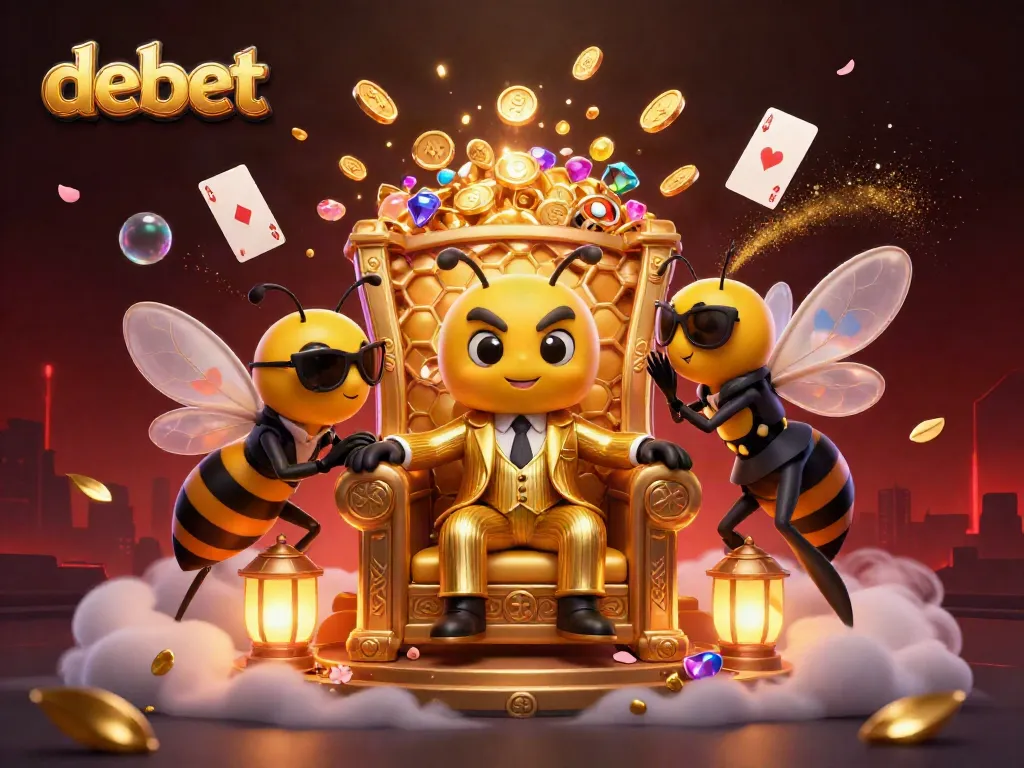 Engage in thrilling gameplay at debet, guided by a mob boss among treasure-filled casino elements.
