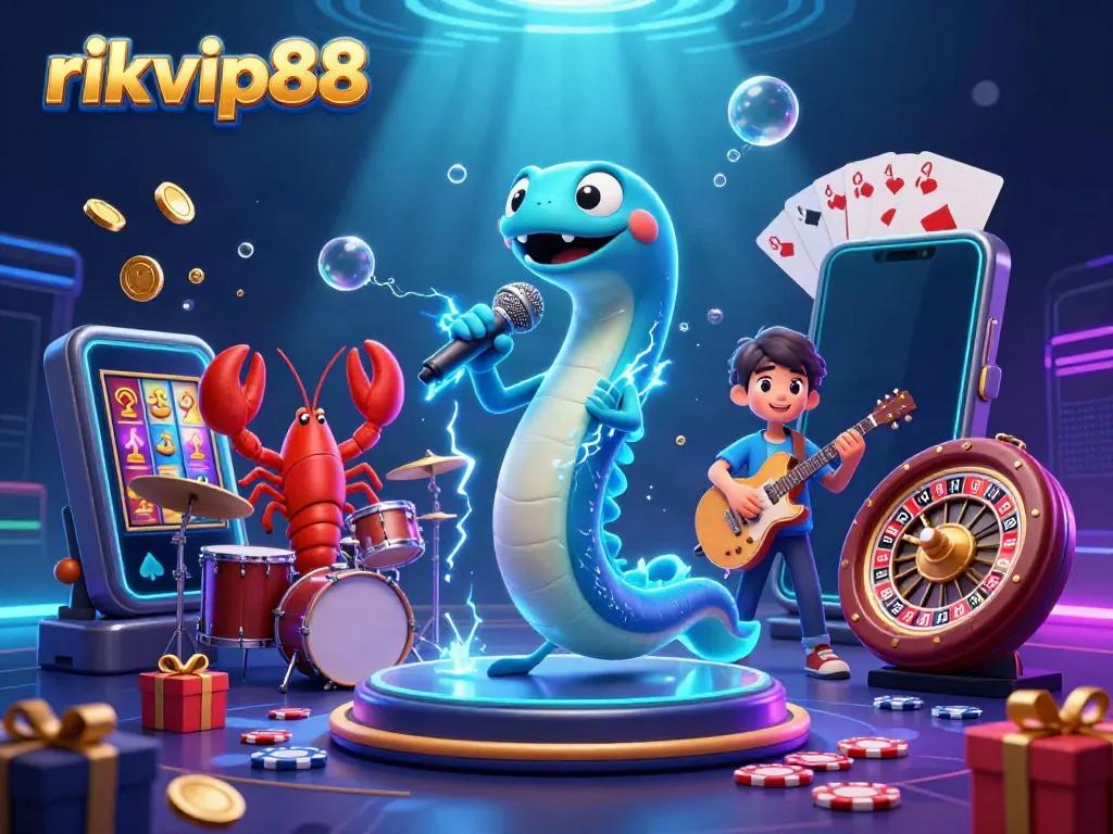 Experience thrilling gaming at rikvip88 with a vibrant underwater casino stage in this dynamic illustration.