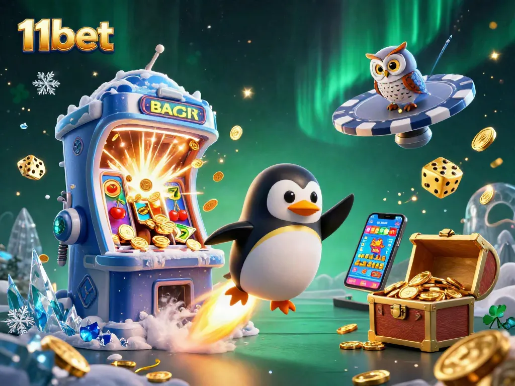 Witness thrilling adventures at 11bet with a golden penguin and jackpot action!