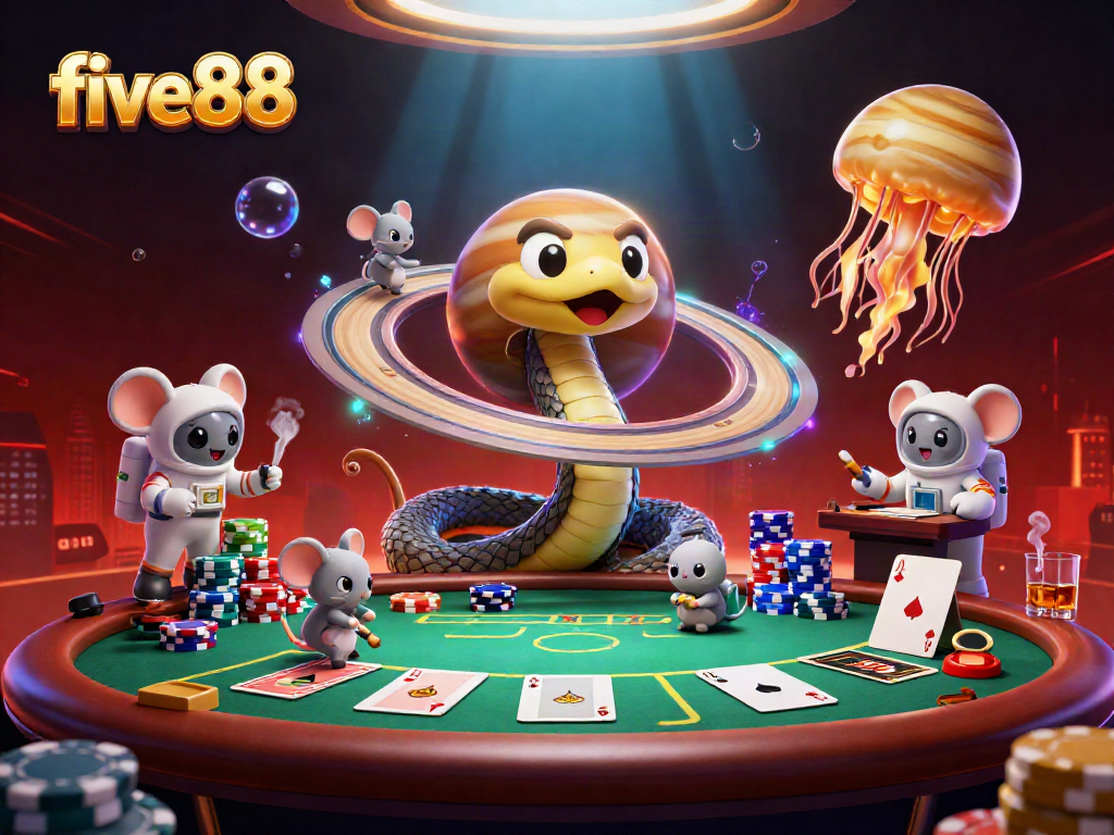 Engage with five88's thrilling roulette action, where cute astronaut mice play as tiny bettors.