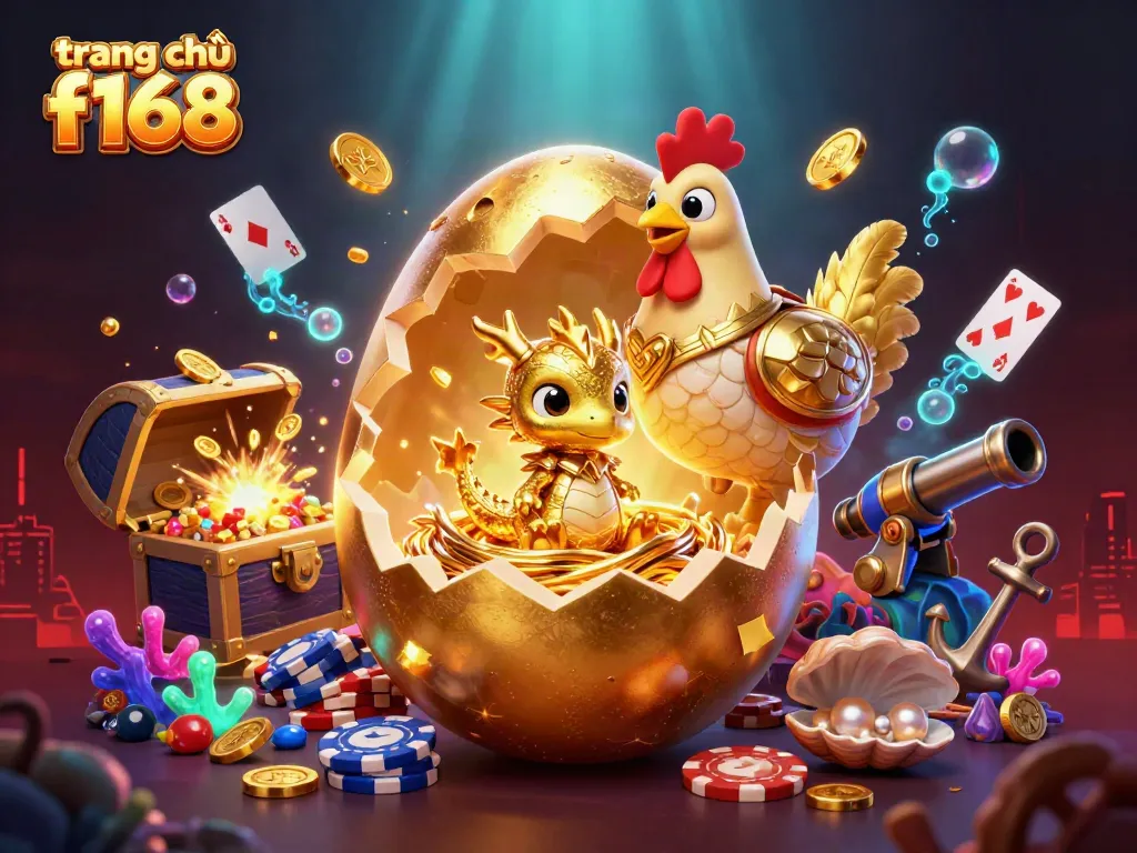 Experience excitement with trang chủ f168 as the golden dragon emerges, surrounded by vibrant casino treasures.