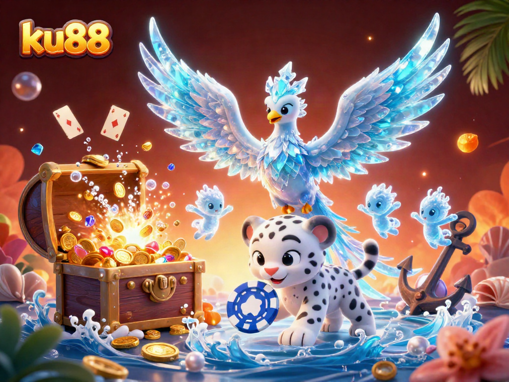 Experience the thrilling world of ku88 with vibrant gaming elements and an engaging 3D scene.