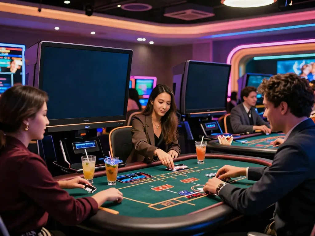 Engaged players at the best credit card casinos enjoying an upscale gaming experience.